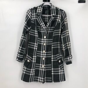 SUSIE Rose Black/White Plaid Button Down Blazer Unlined Size Small (3/5)